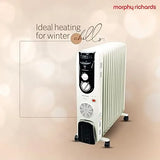 Morphy Richards OFR Room Heater, 13 Fin 2500 Watts Oil Filled Room Heater with 400W PTC Ceramic Fan Heater, ISI Approved (OFR 13F White/Black)