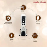 Morphy Richards OFR Room Heater, 13 Fin 2500 Watts Oil Filled Room Heater with 400W PTC Ceramic Fan Heater, ISI Approved (OFR 13F White/Black)
