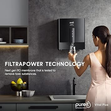 HUL Pureit Vital Plus Mineral RO+UV+MP 6 Stage, 7L Wall mount Water Purifier with FiltraPower technology (Black) - ATC Electronics