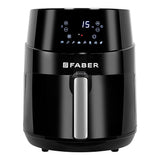 Faber 4.5L 1500W Air Fryer | Fry, Bake, Roast, Toast, Defrost, Grill & Reheat | 85% Less Oil, 360° Air Cooking | 8-Preset Menu, LED Display & Touch Panel, Non-Stick Pan, Overheat Protection | (Black)