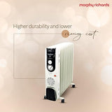 Morphy Richards OFR Room Heater, 13 Fin 2500 Watts Oil Filled Room Heater with 400W PTC Ceramic Fan Heater, ISI Approved (OFR 13F White/Black) - ATC Electronics
