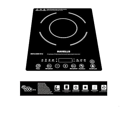 Havells Insta Cook TC 16 Energy Efficent Induction (Black), 1600watt, with 7 Cooking Option, Auto Pan Detection Sensor &3 Year Coil Warranty - ATC Electronics