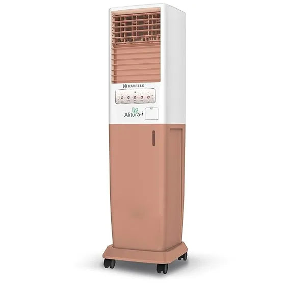 Havells Alitura 50L Air Cooler for home | Low Noise, Powerful Air Delivery | Wide Air Spread | Everlast Pump | High Density Honeycomb Pads | Heavy Duty (White/Pink)