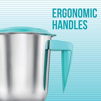 Havells ASPRO 500 Watt Mixer Grinder with 3 Stainless Steel Jar (White & Light Blue) with 5 year motor warranty - ATC Electronics