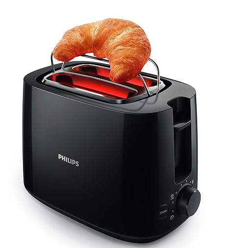 Philips Daily Collection HD2583/90 600-Watt 2 in 1 Toaster and Grill (Black) - ATC Electronics