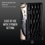 Havells OFR 9 Wave Fin with PTC 2400 Watts Fan Heater (Black) - ATC Electronics